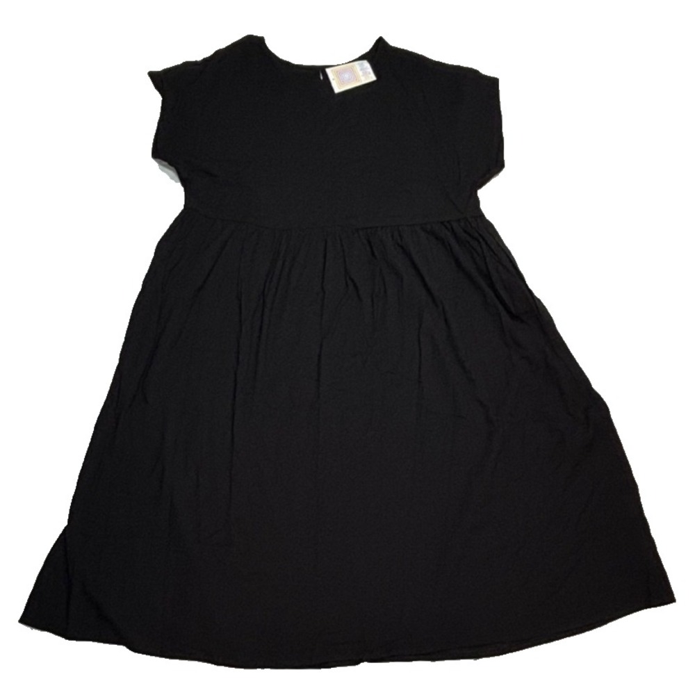 LuLaRoe Womens Dress Size‎ XL Lorene Dolman Midi Solid Black Rayon Pockets NWT